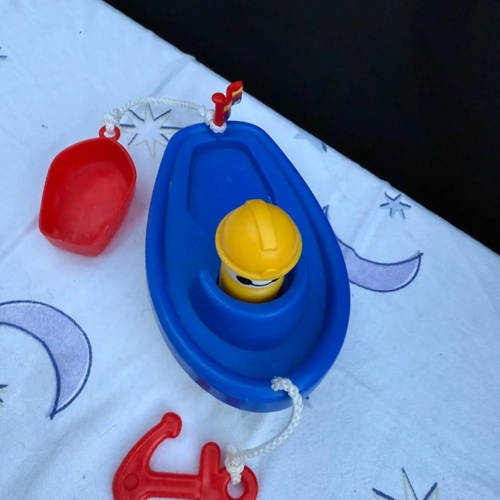 Fisher-Price Vintage Blue and Red Boat Tugboat Bath Toy